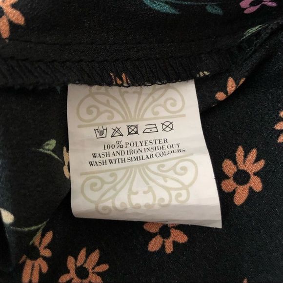 Never Fully Dressed Black Meadow Floral Tie Neck Long Sleeve Cinched Cuff Top 2 - Picture 11 of 12